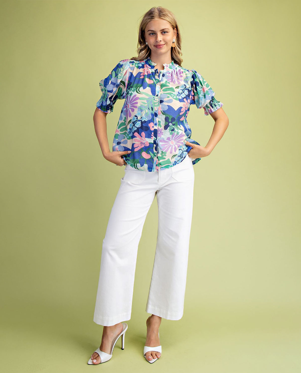 Gigio Floral Blouse with Puff Sleeves