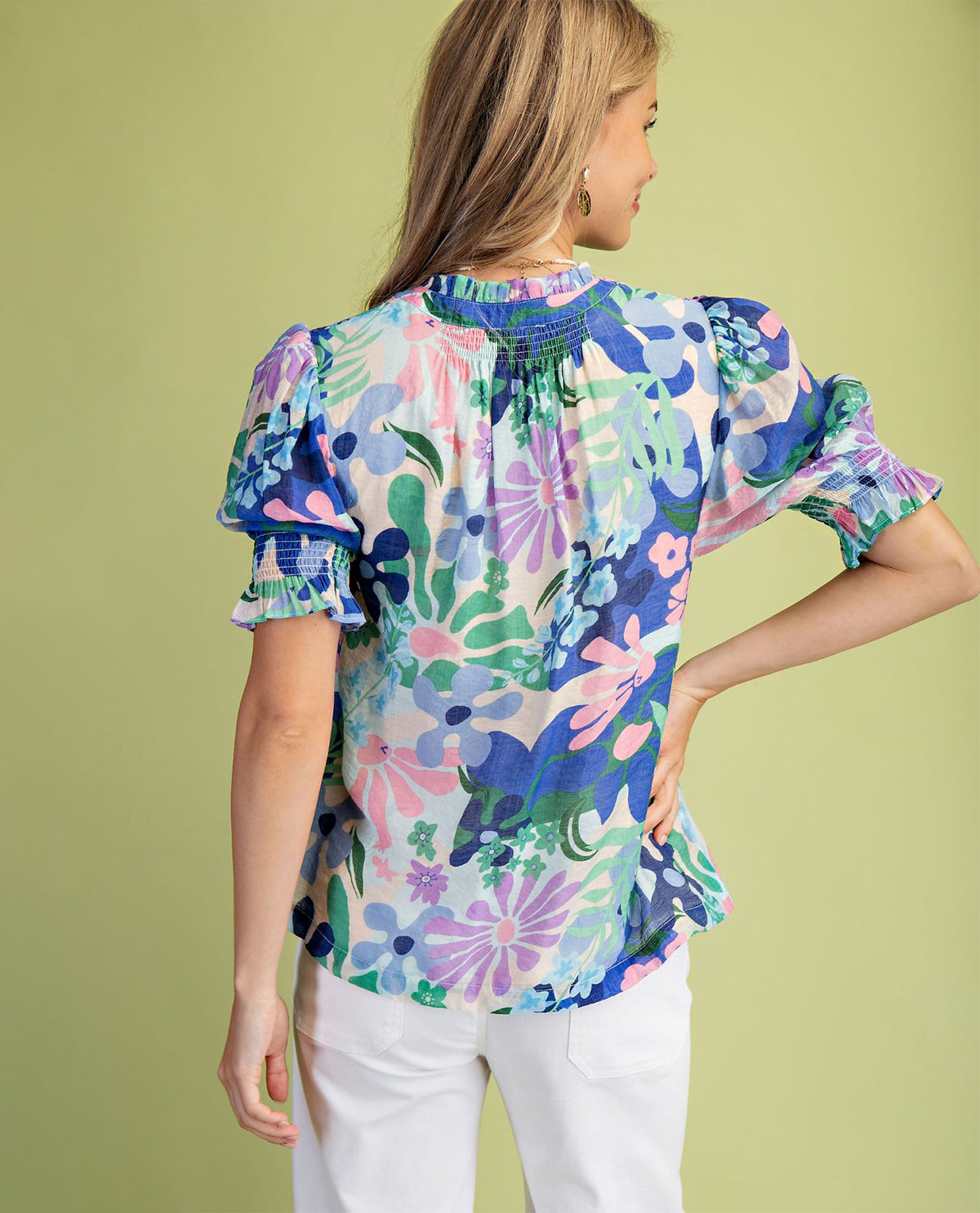 Gigio Floral Blouse with Puff Sleeves