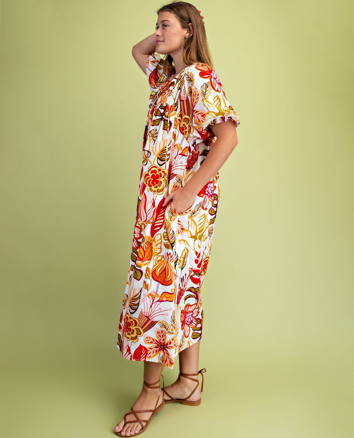 Gigio Flora Dress with Tie Neck