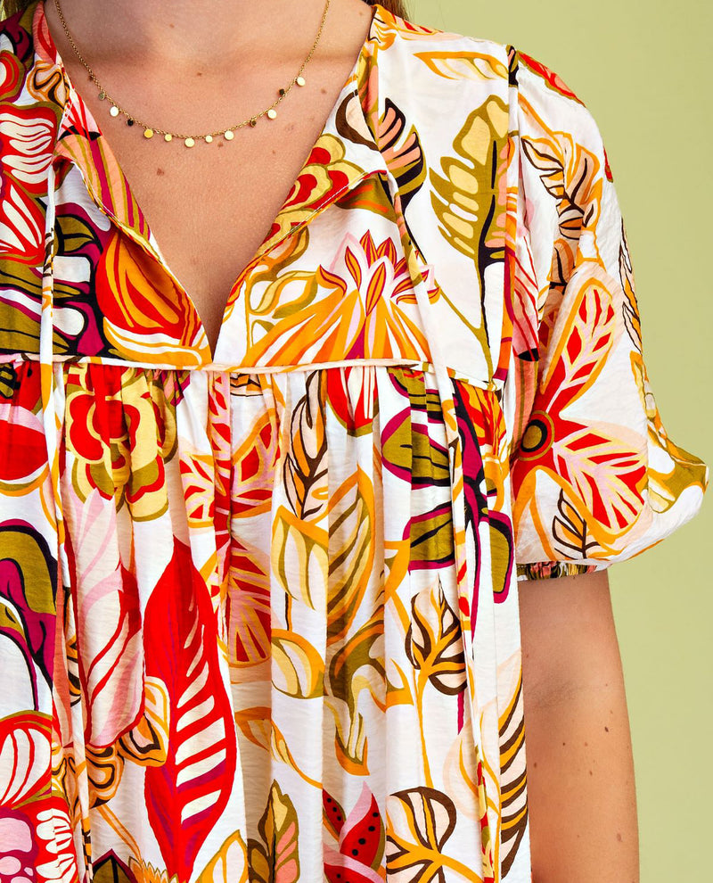 Gigio Floral Dress With Tie Neck