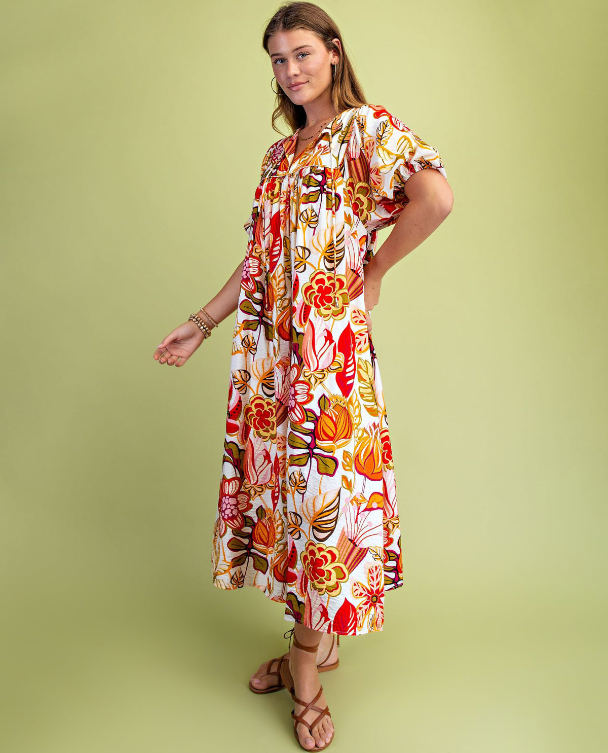 Gigio Flora Dress with Tie Neck