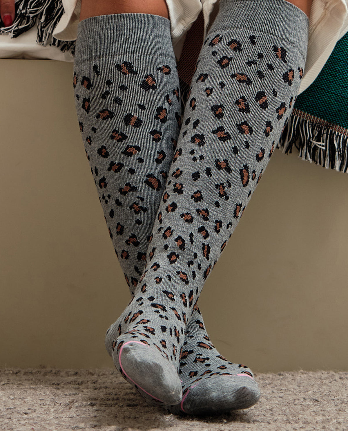Dr. Motion Leopard Knee High Compression Socks