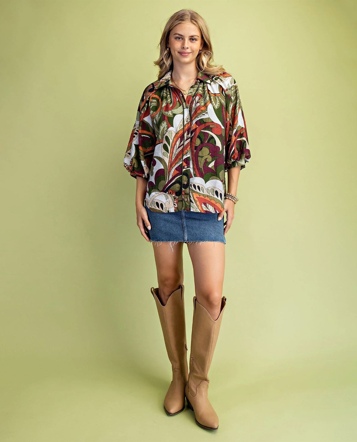 Gigio Plus Print Button Down Shirt