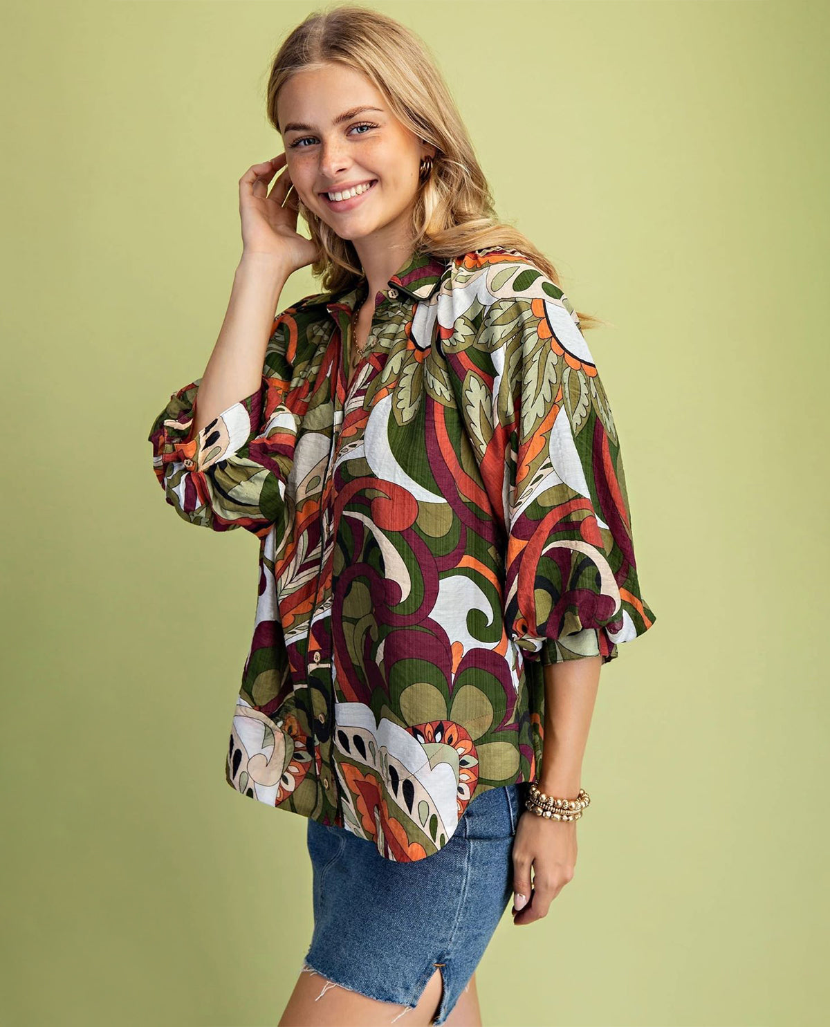 Gigio Print Button Down Shirt