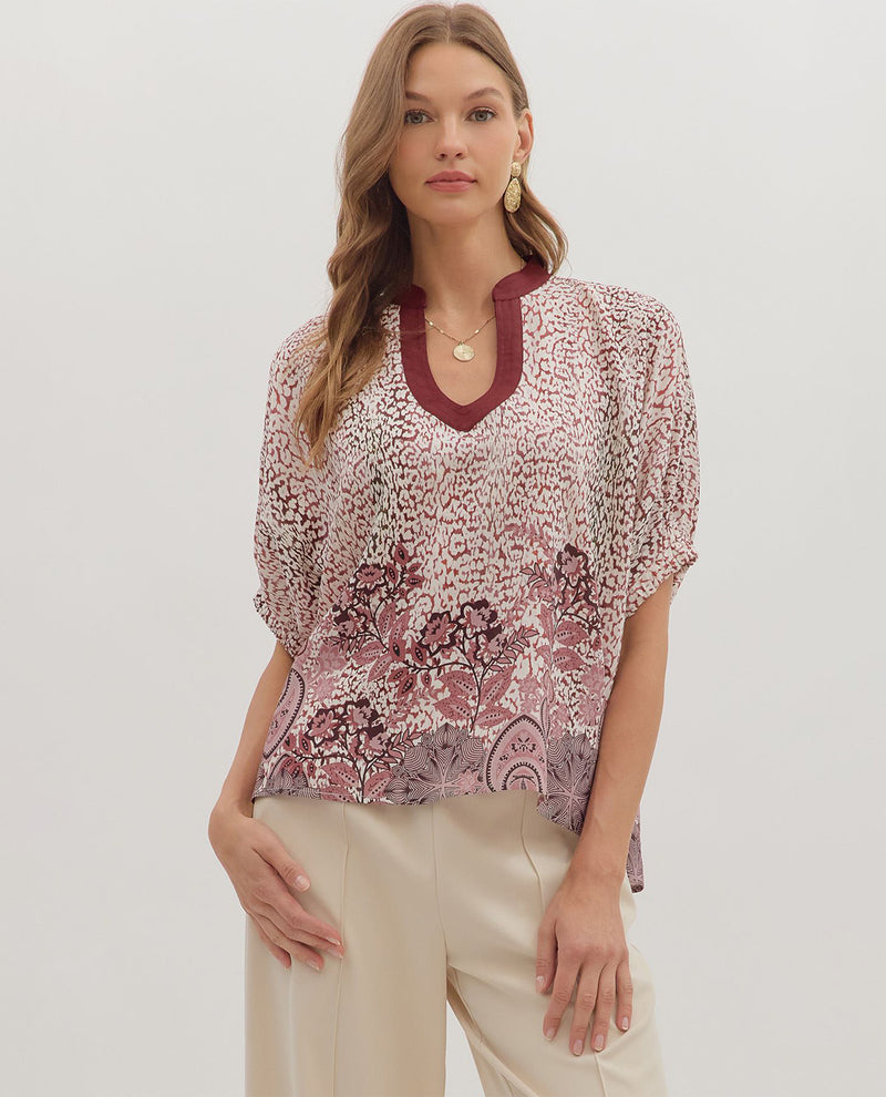 Entro Print Top with U-Neck