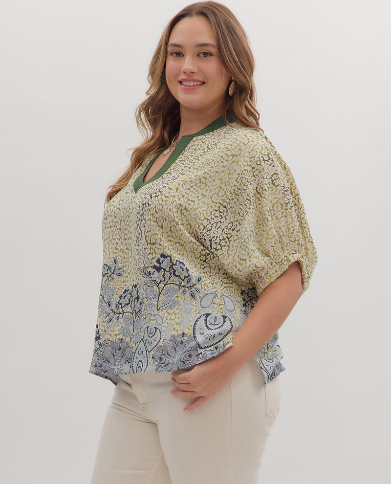 Entro Plus Print Top with U-Neck