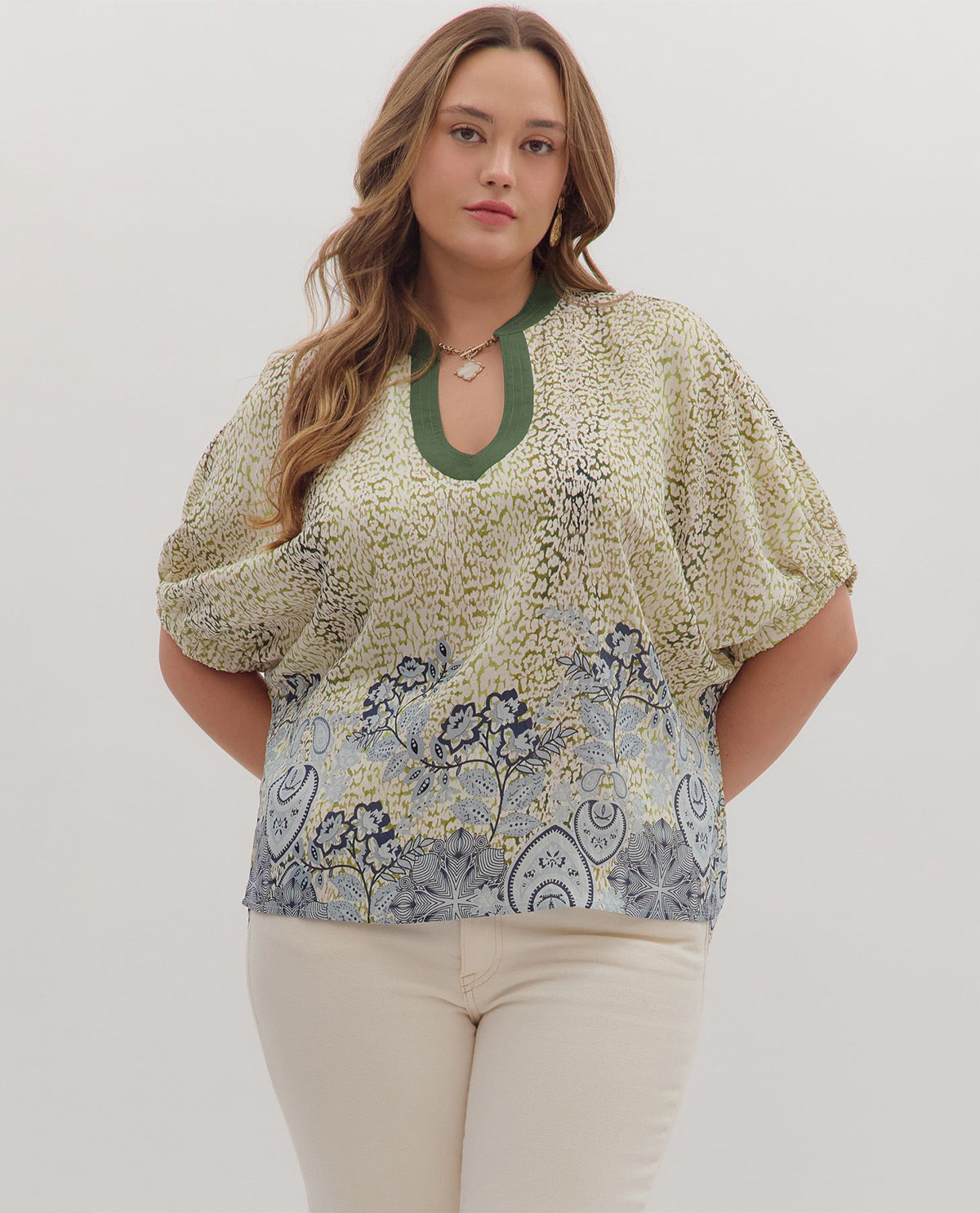 Entro Plus Print Top with U-Neck