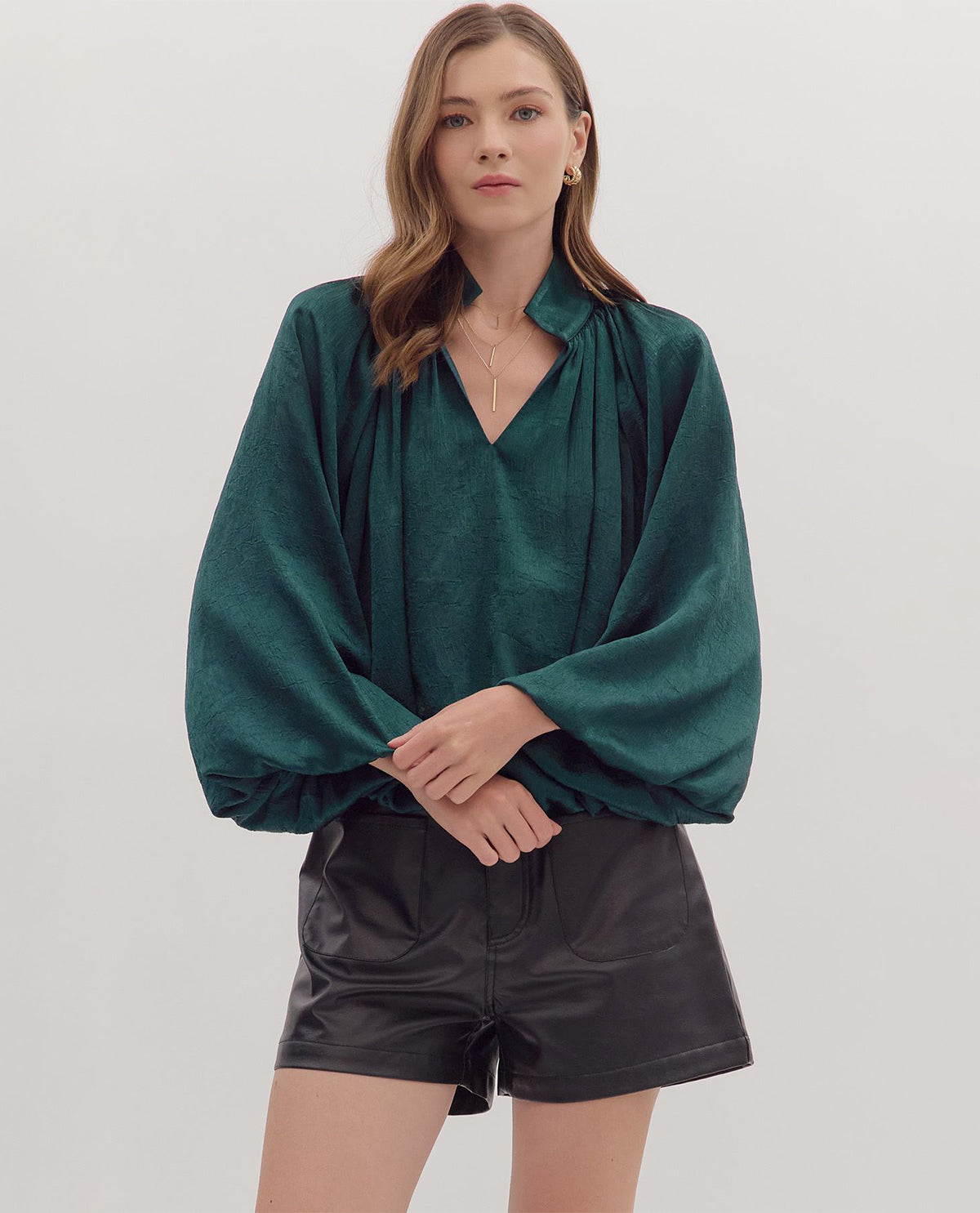 Entro Solid Top with Balloon Sleeves