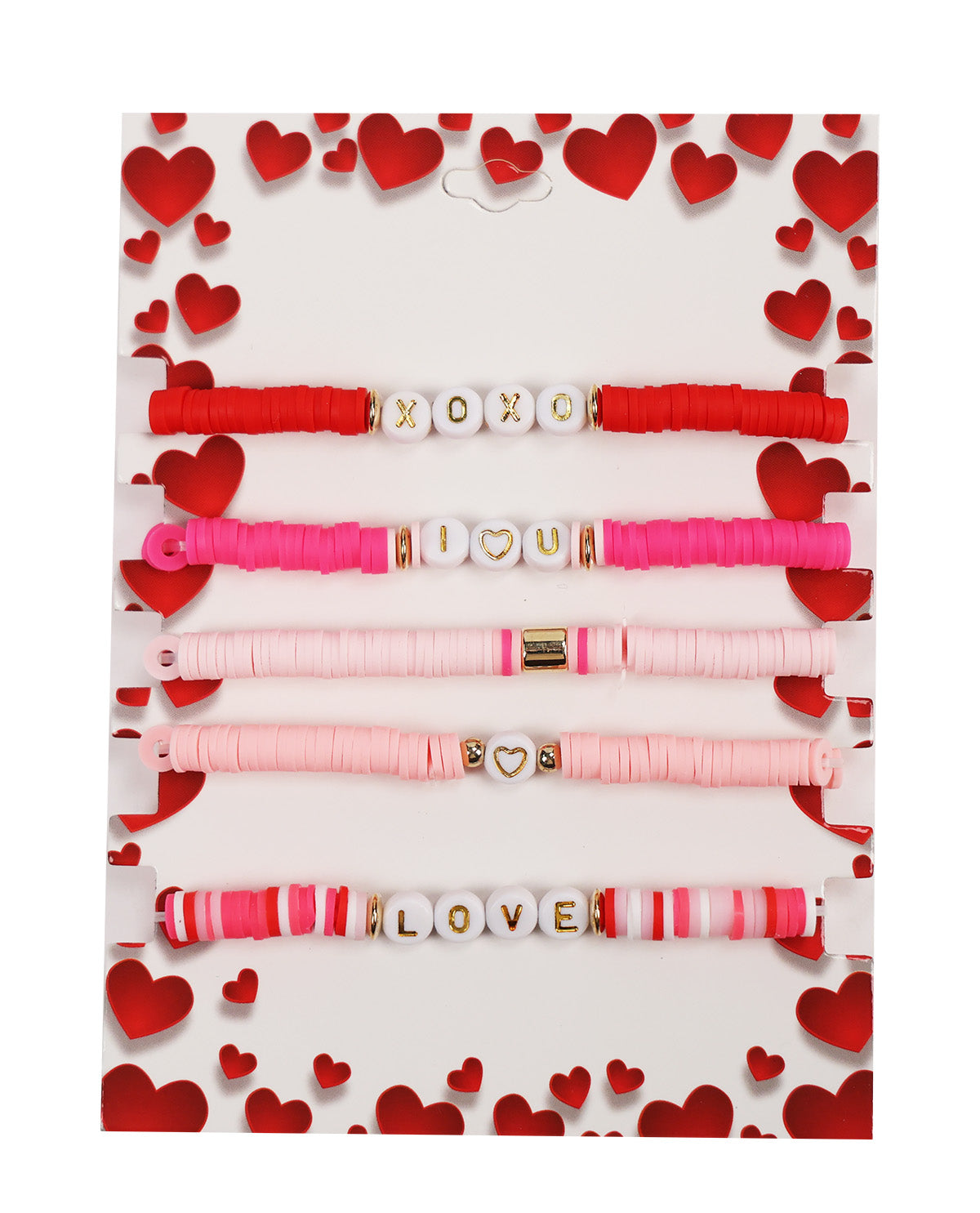 Valentines Stretch Bracelets set of 5