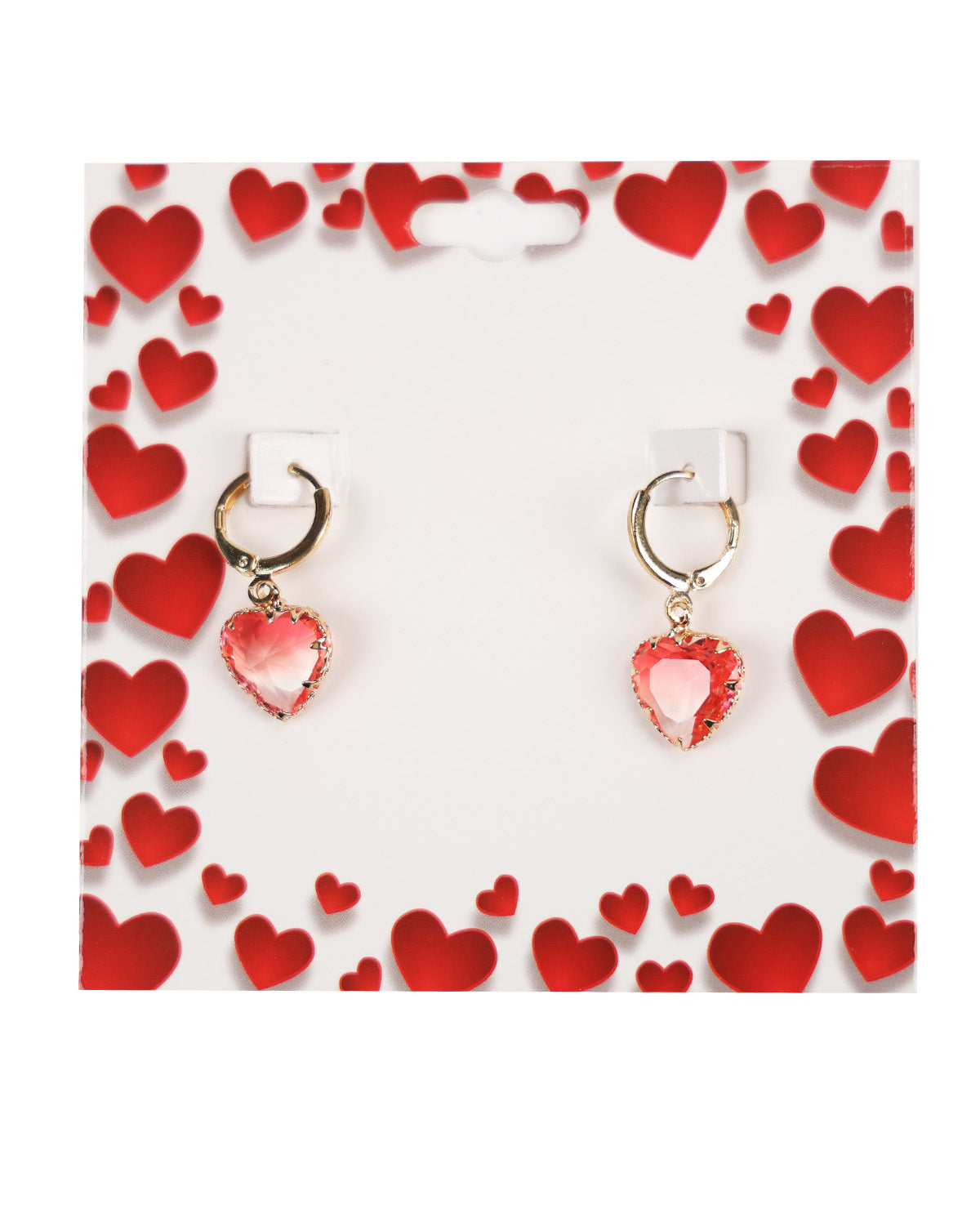 Rose Huggie Heart Drop Earrings