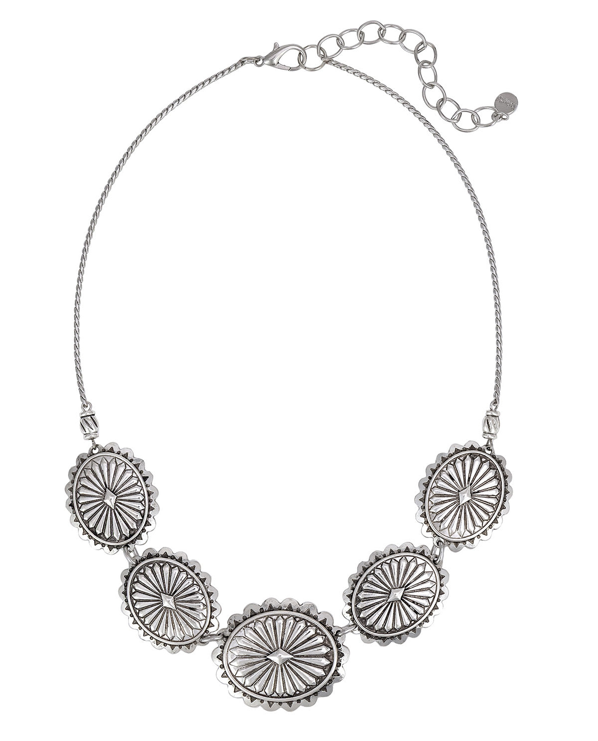 Silver Text Oval Frontal Necklace