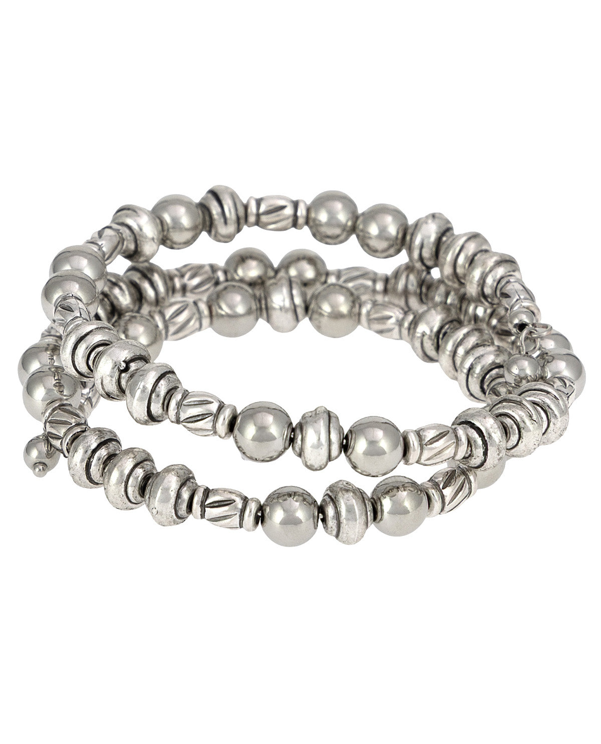 Silver Beaded Coil Bracelet