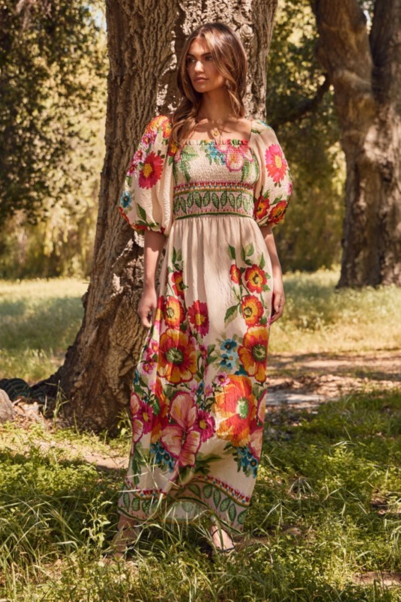 Floral Border Print Dress