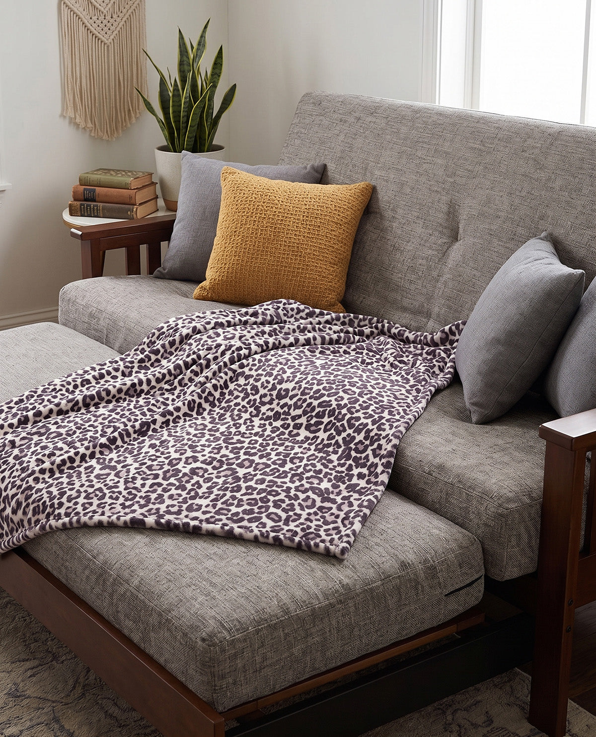 East Vale Gigi Grey Animal Print Throw