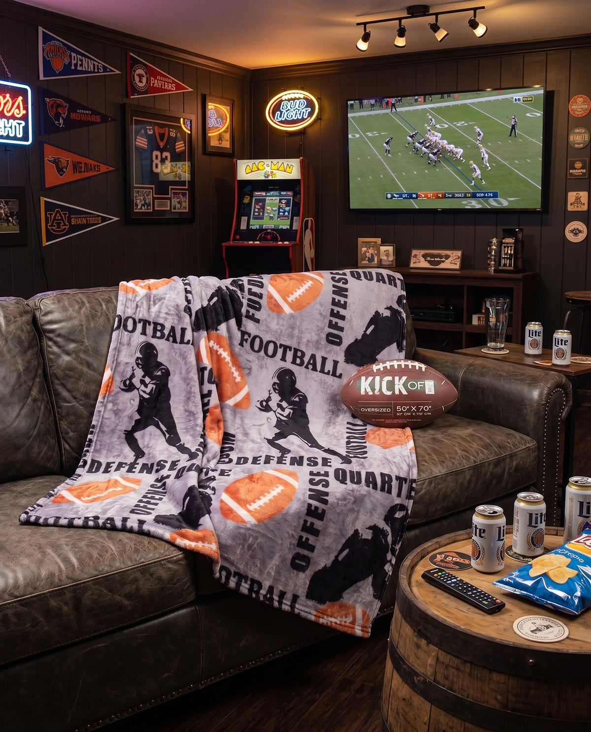 Football Players Gray Throw
