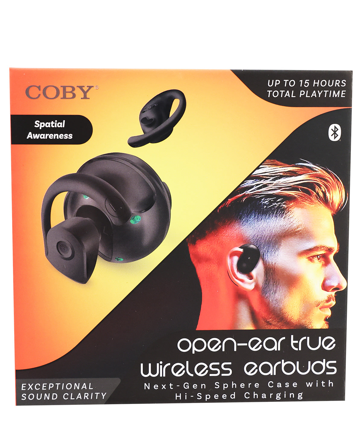 Open-Ear Earbuds (Black) With Round Charging Case