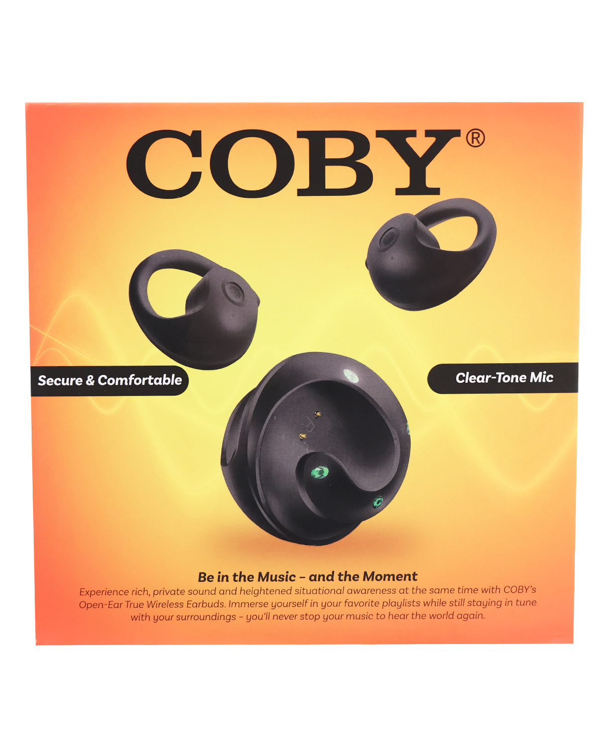 Open-Ear Earbuds (Black) With Round Charging Case