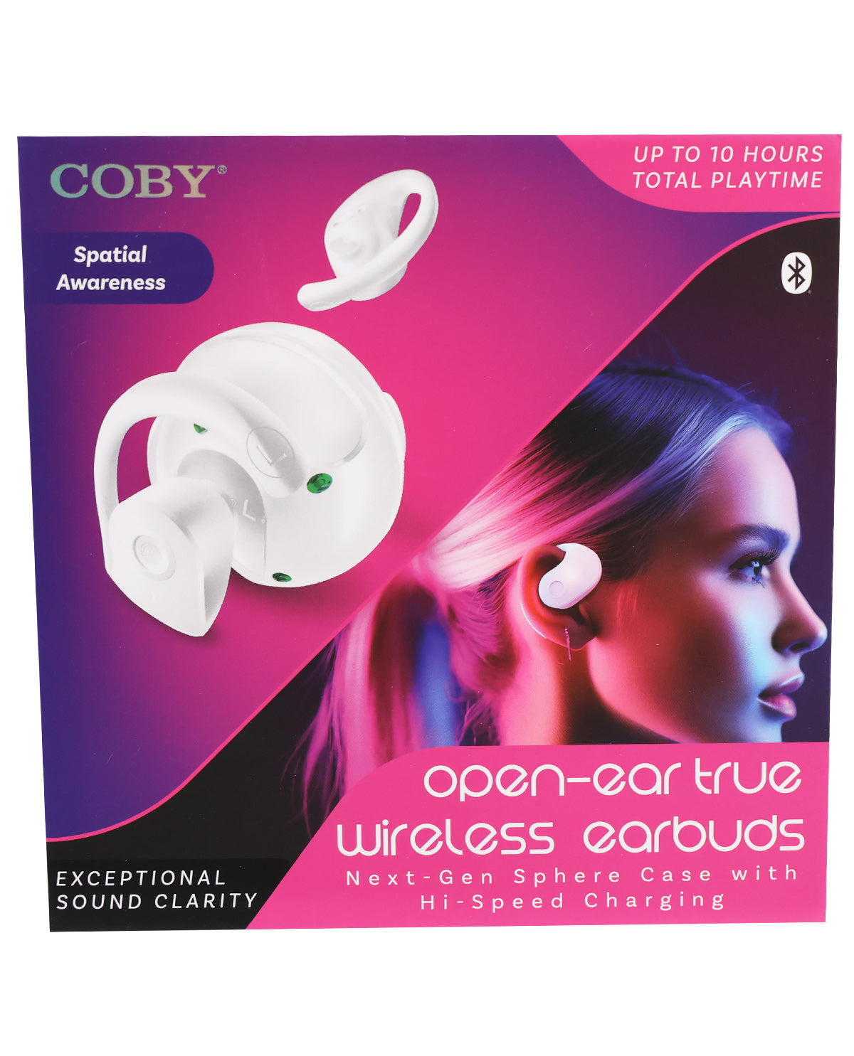 Open-Ear Earbuds (White) With Round Charging Case