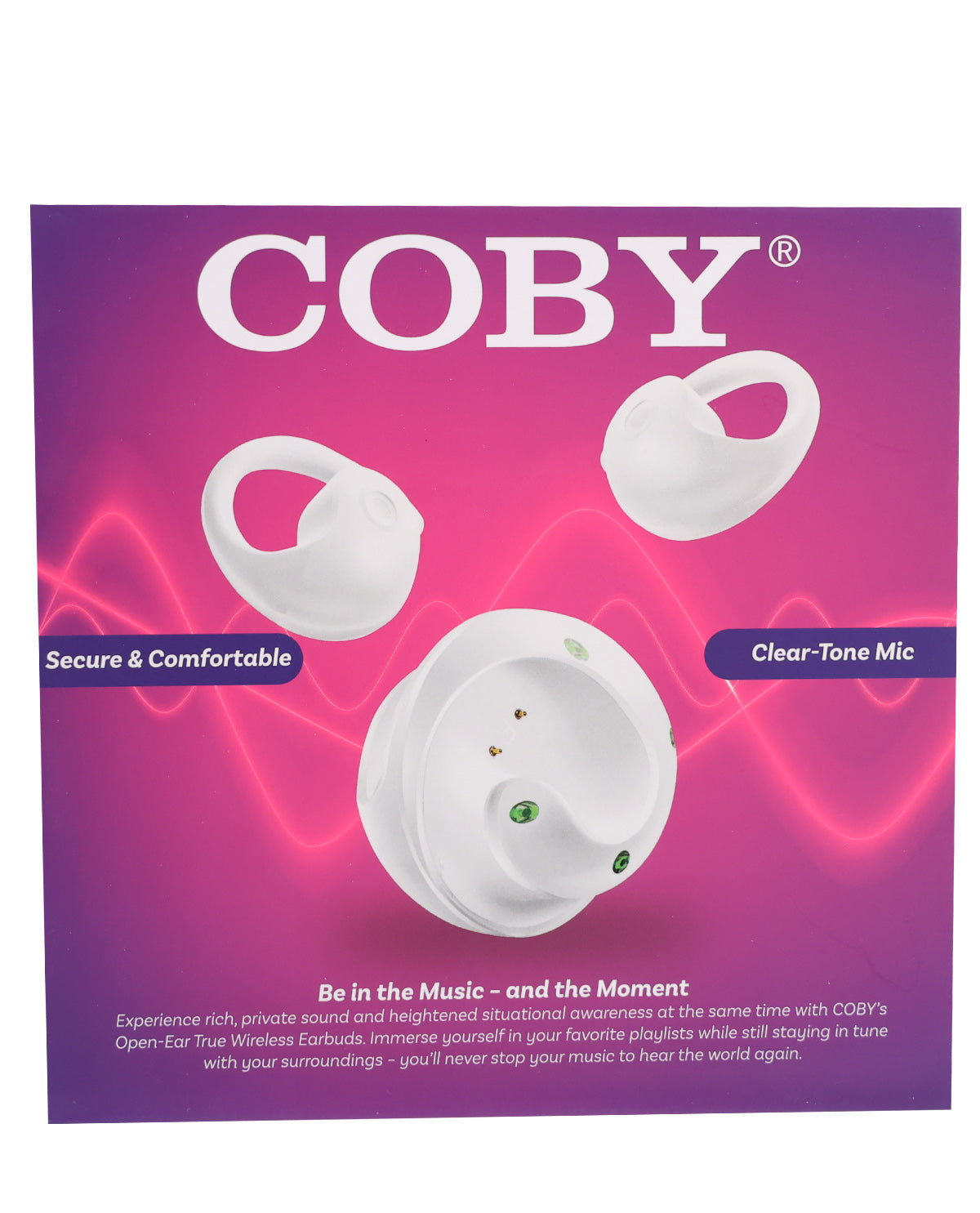 Open-Ear Earbuds (White) With Round Charging Case