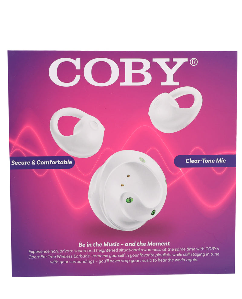Open-Ear Earbuds (White) With Round Charging Case