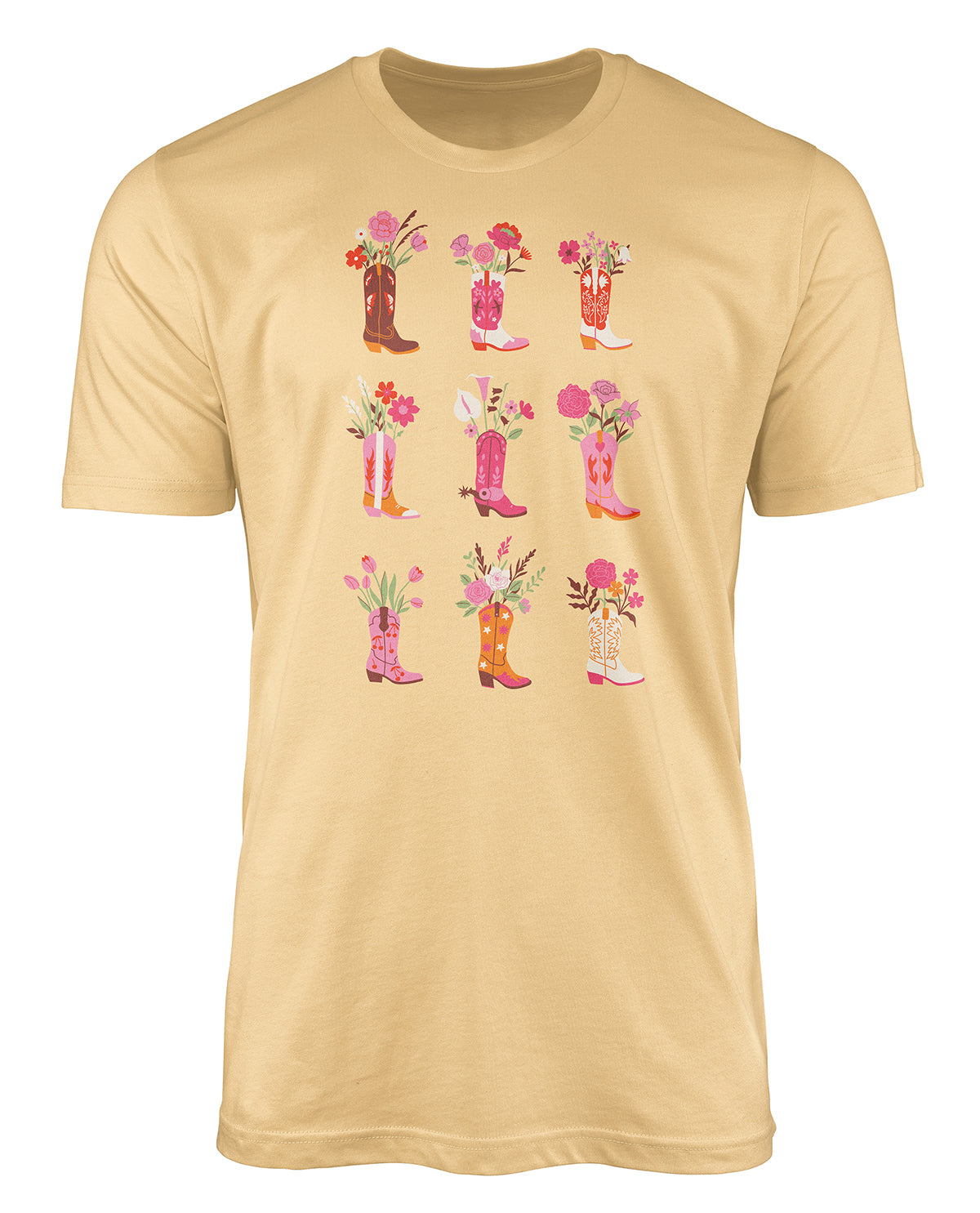 Cowgirl Boots and Flowers Short Sleeve Screen Tee