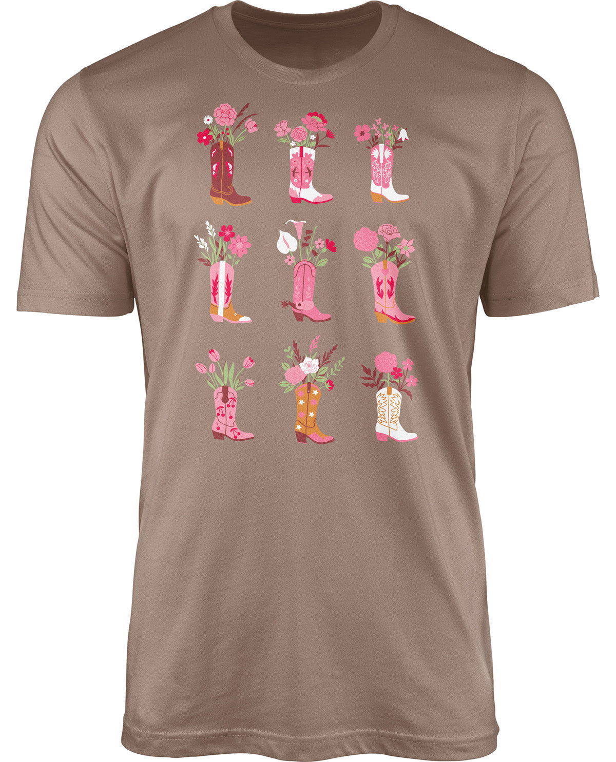 Missy Cowgirl Boots and Flowers Short Sleeve Screen Tee