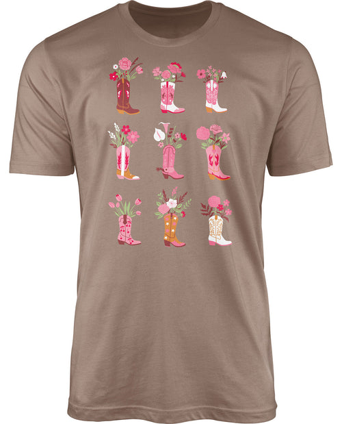 Cowgirl Boots And Flowers Short Sleeve Screen Tee