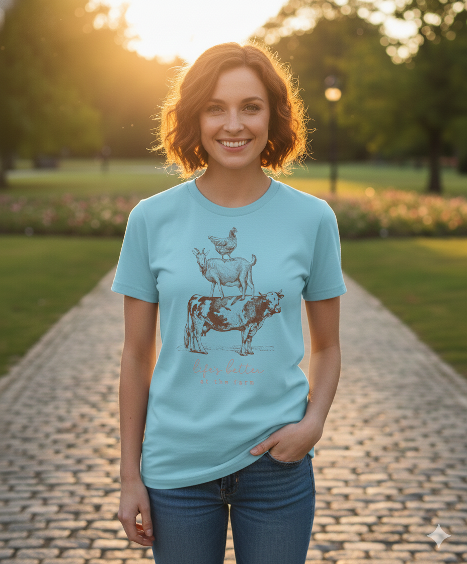 Missy Stacked Animals Short Sleeve Screen Tee