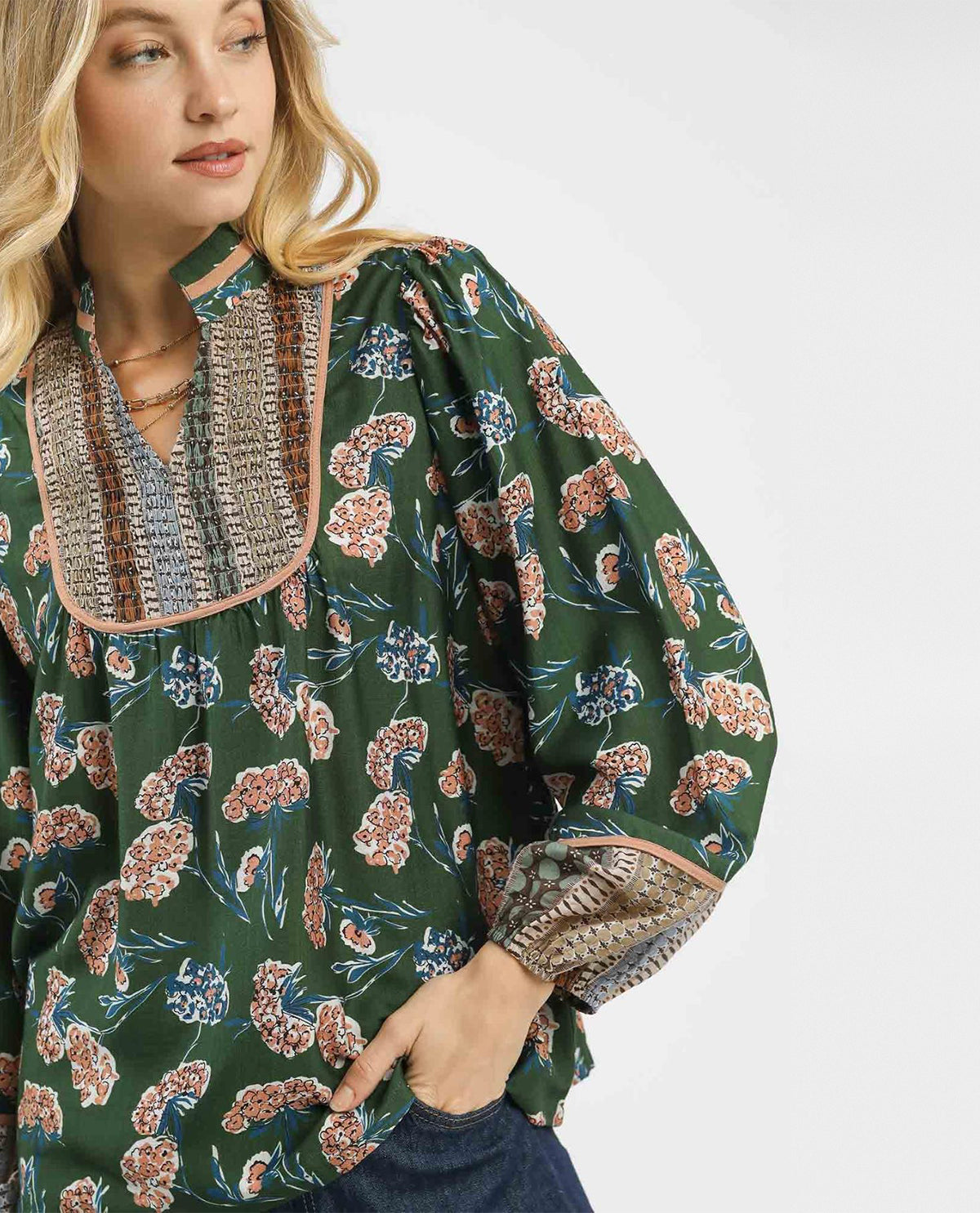 Umgee Bloom Cluster Boarder Print Top