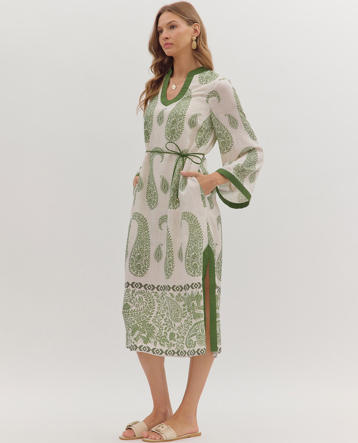 Entro Paisley Print Long Sleeve Dress