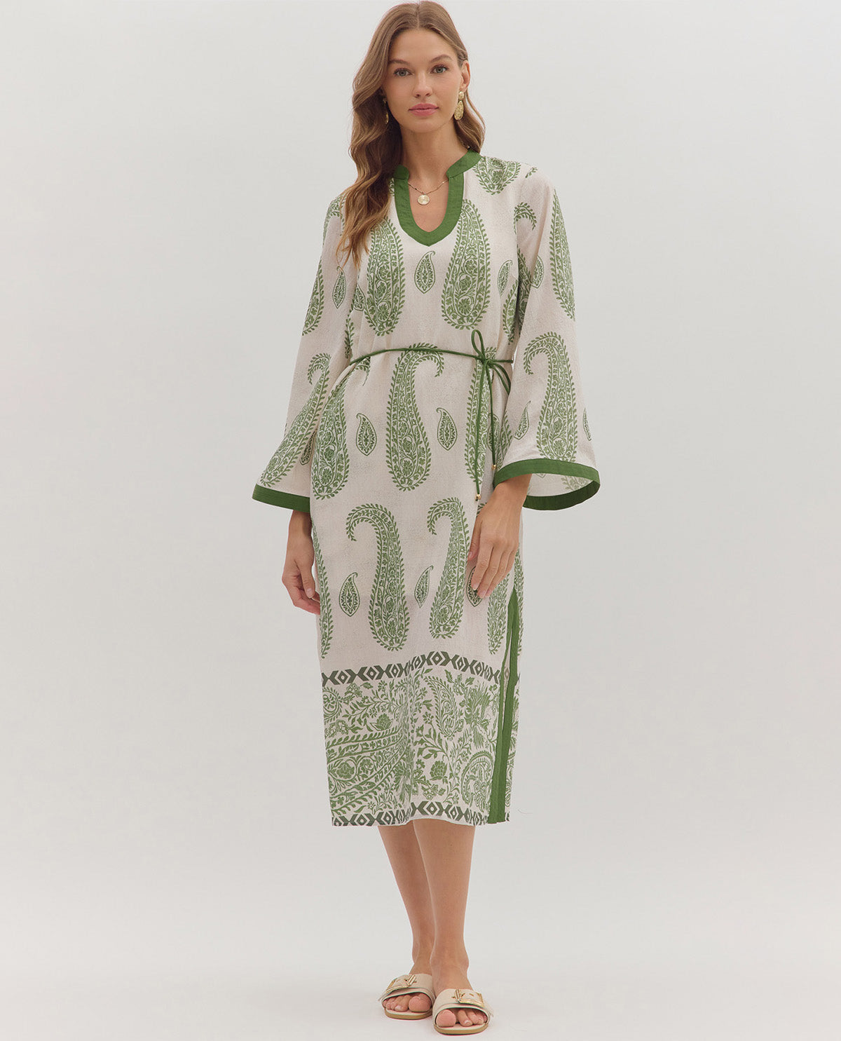 Entro Paisley Print Long Sleeve Dress
