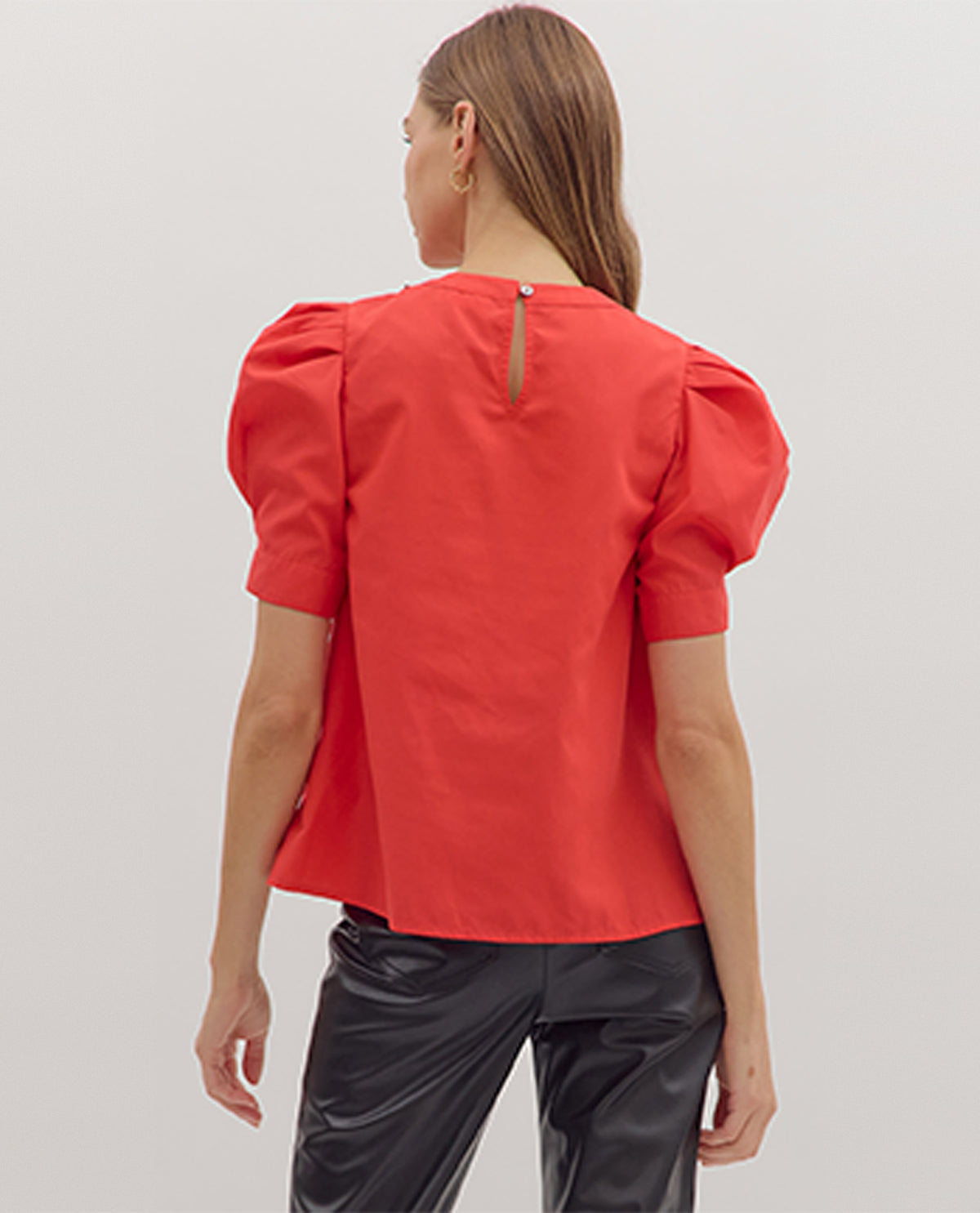 Entro Puff Sleeve Top with Bow Detail