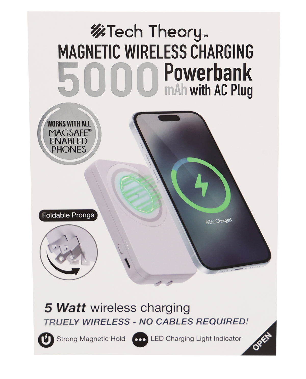 Magnetic Wireless Charging 5000MAH Powerbank W/AC Plug