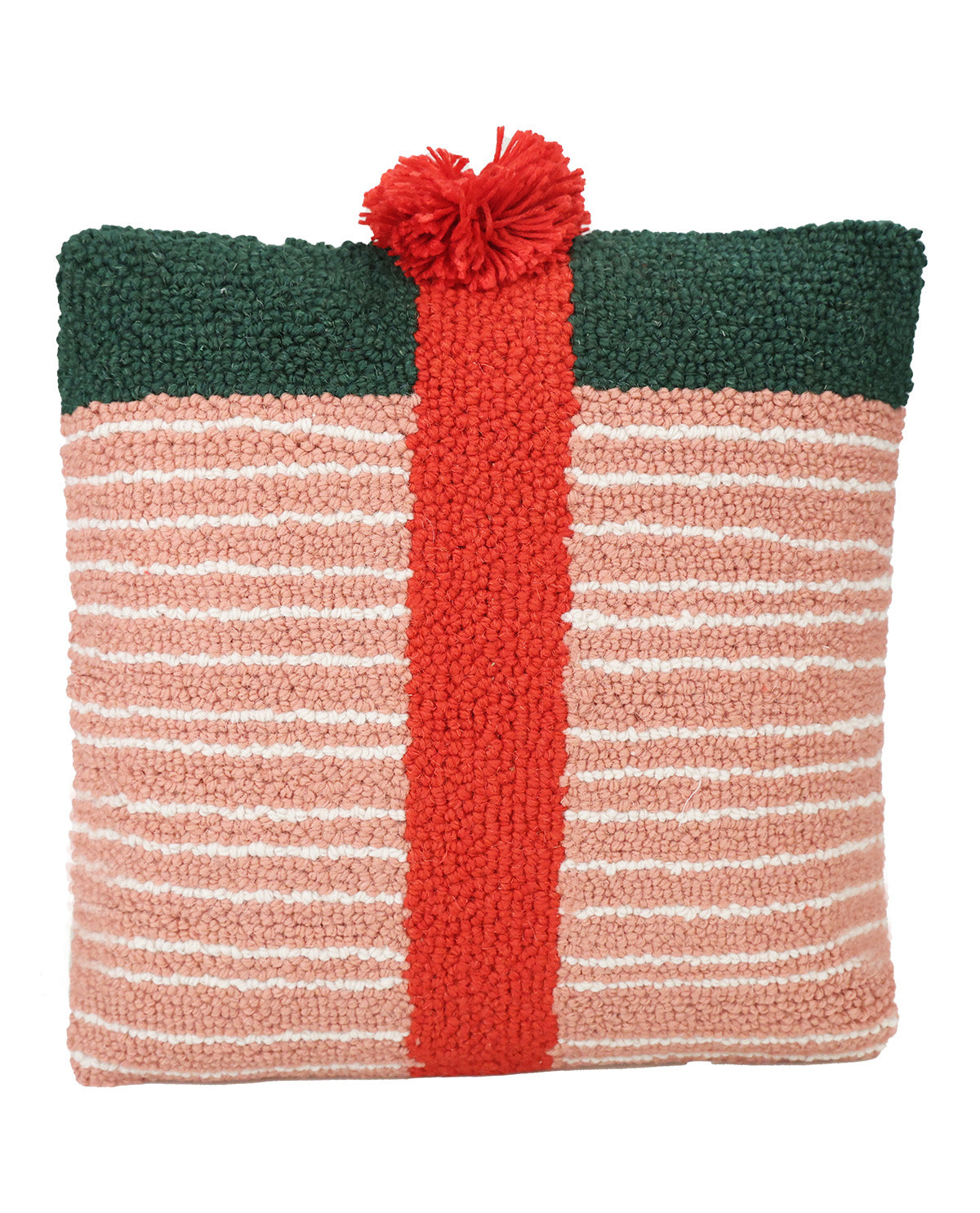 Pink & Green Striped Gift Throw Pillow