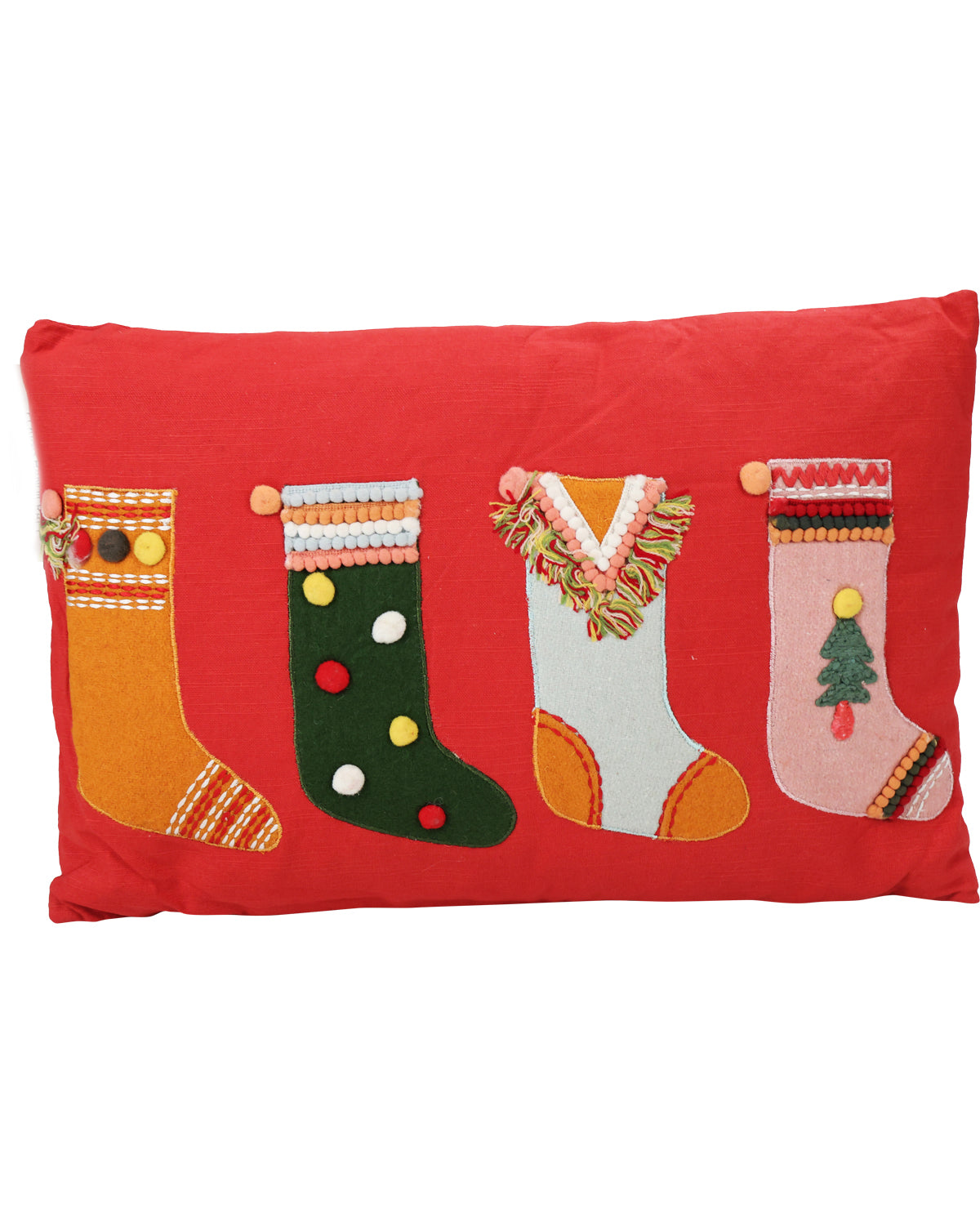 Boho Stockings Embroidered Throw Pillow
