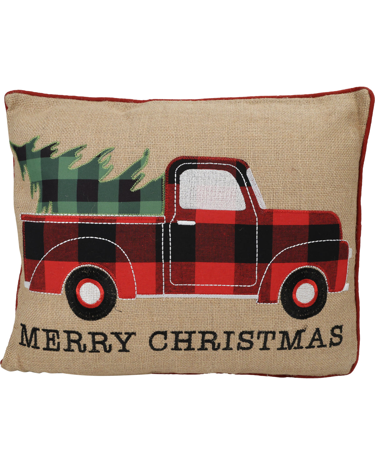 Tree On The Truck Burlap Throw Pillow