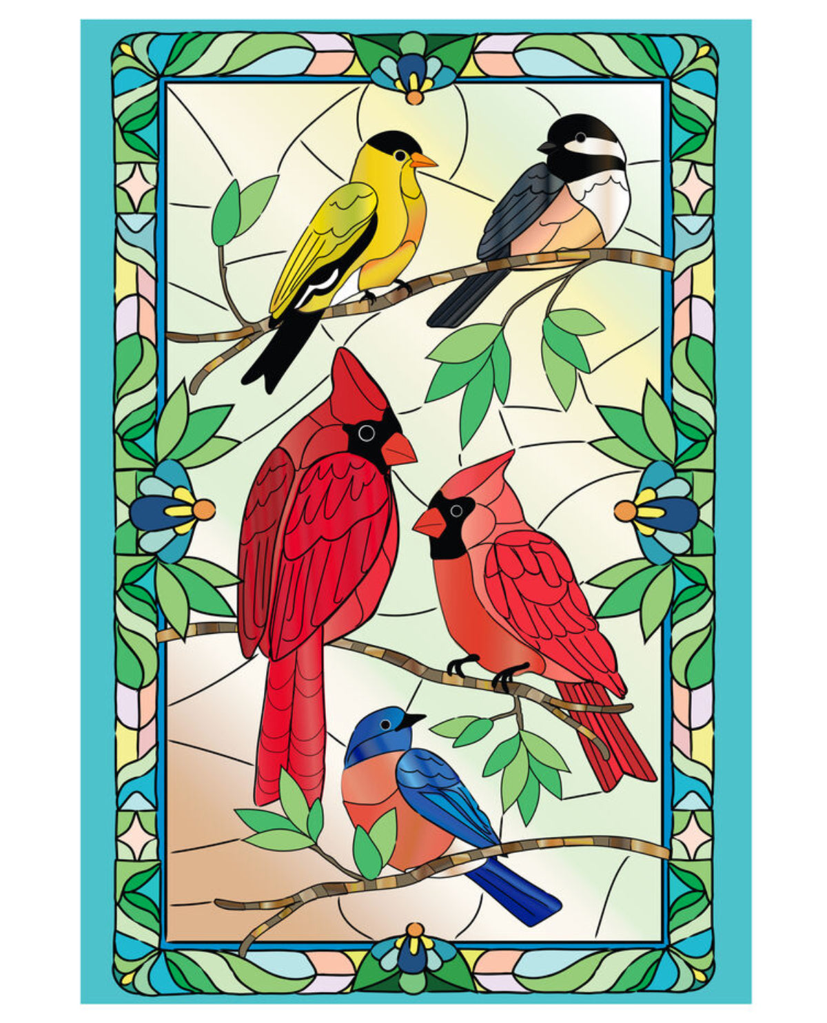 Stained Glass Songbirds Applique Garden Flag