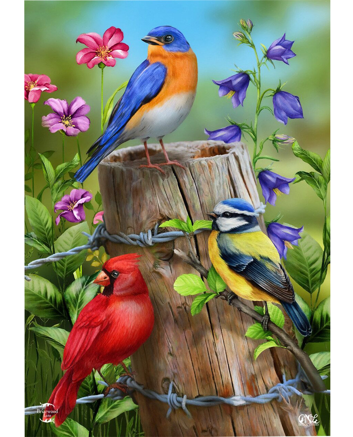 Fence Post Birds Garden Flag