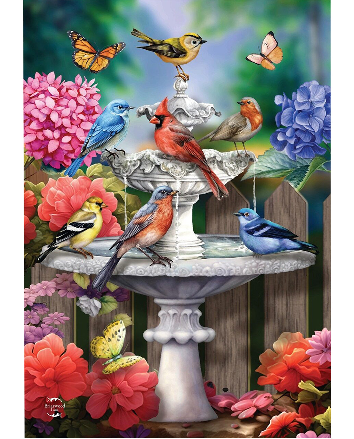Spring Bath Birds Garden Flag