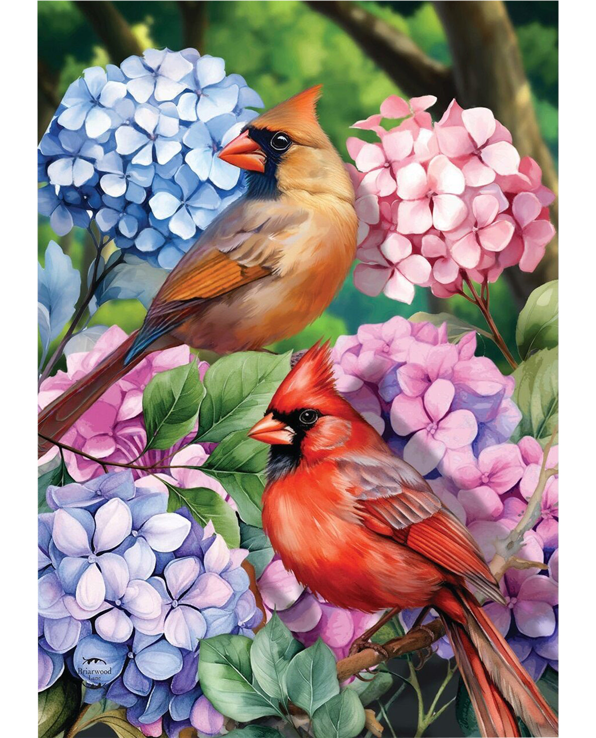 Perched Cardinals Garden Flag