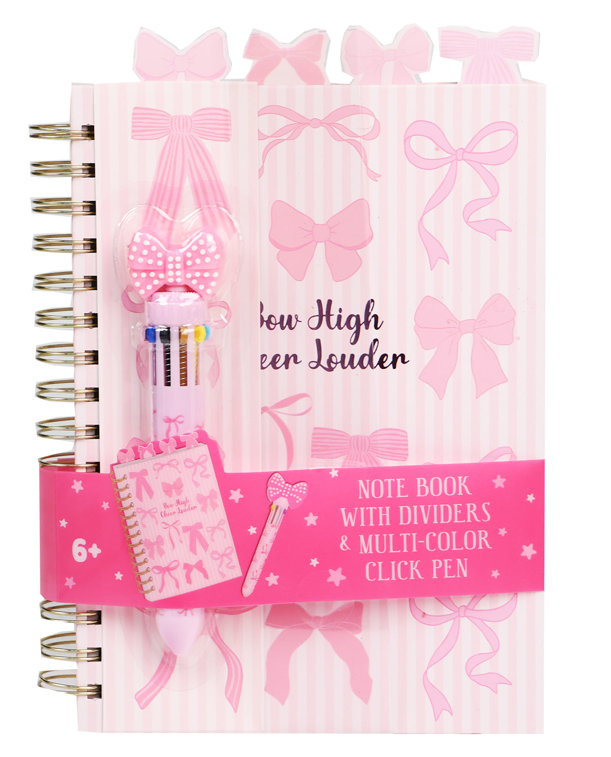4 Tab Notebook With Pen - Pink Bows