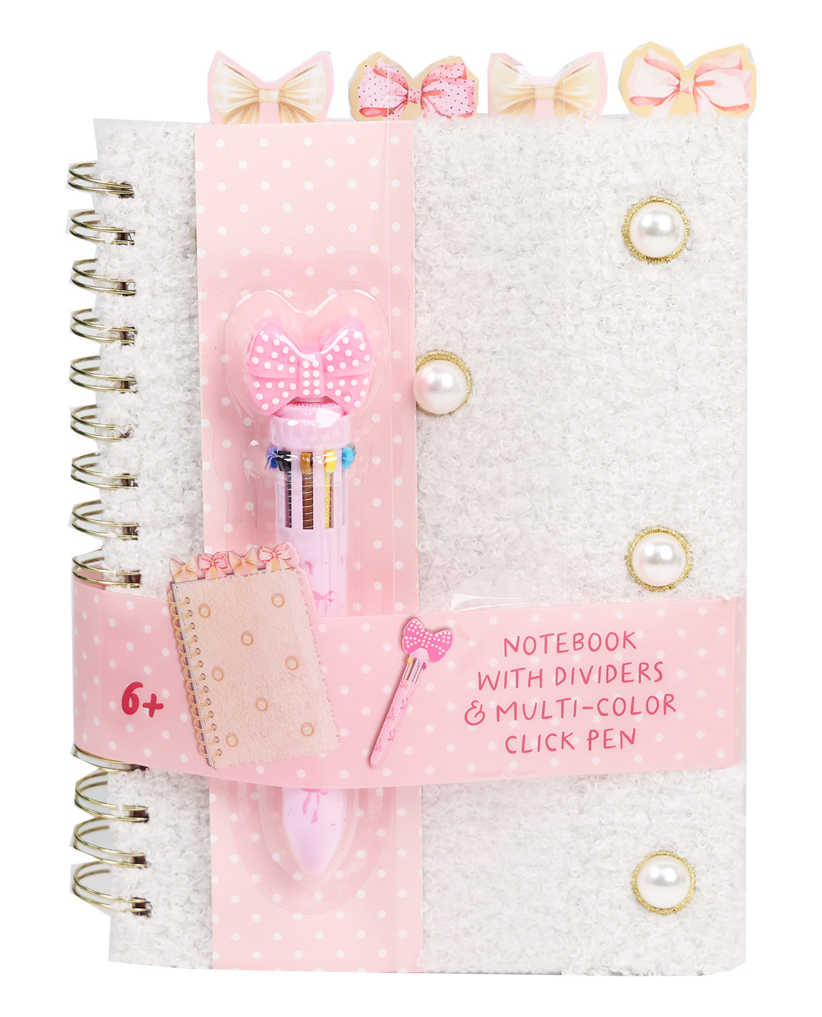 4 Tab Notebook With Pens Ivory Pearls