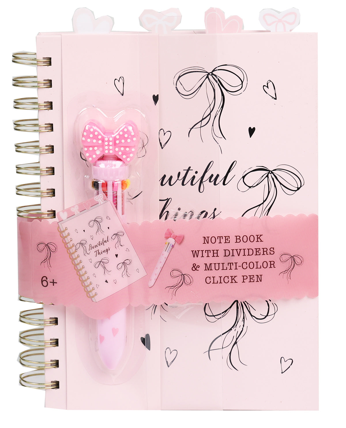 4 Tab Notebook With Pens - Beautiful Things Bows