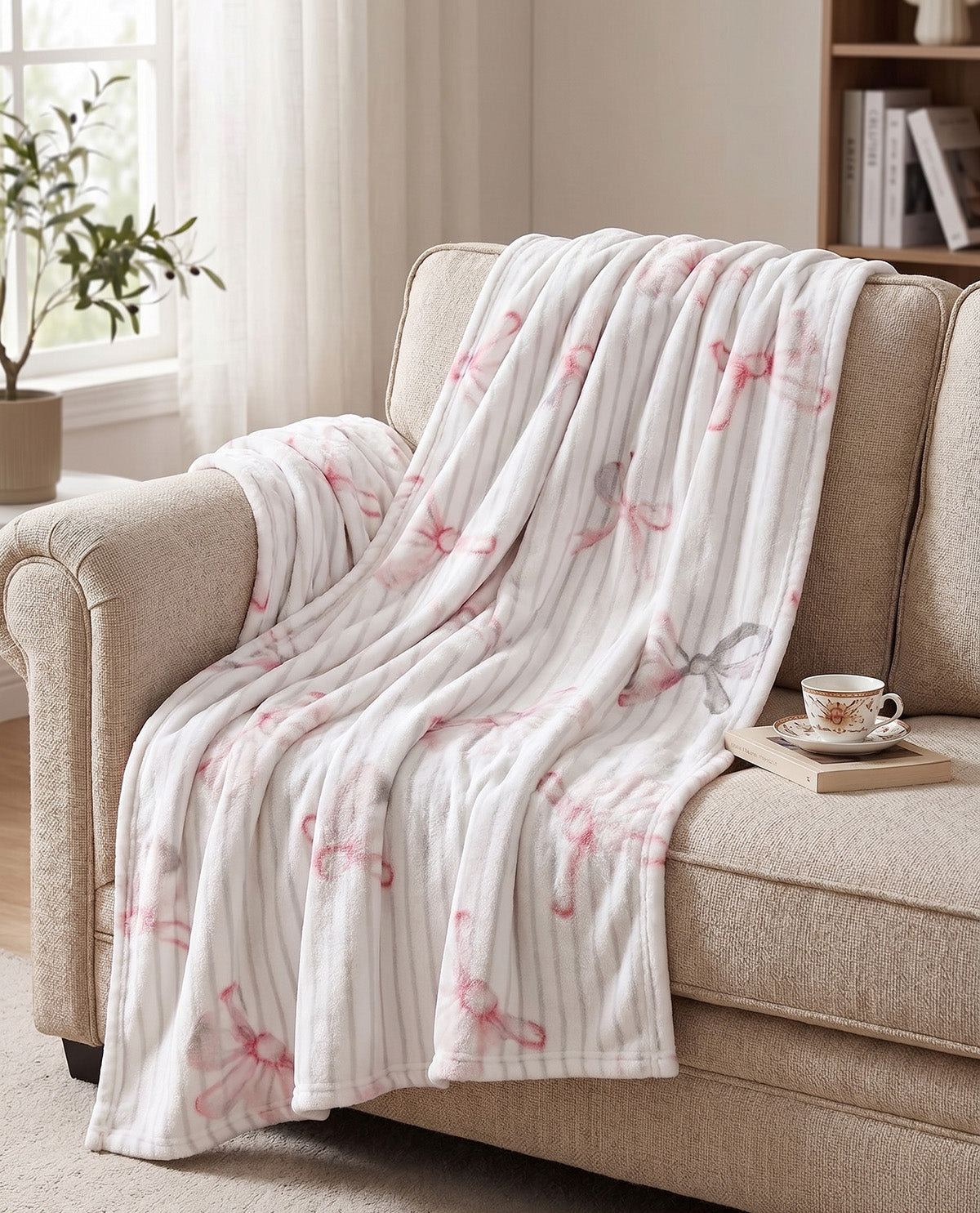 Lugano Bows Pink Throw