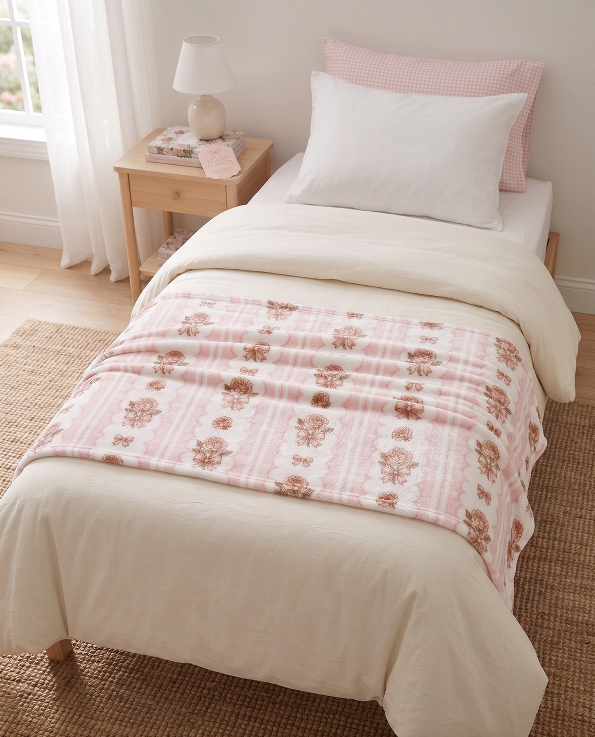 Bergamo Floral Stripe Blush Throw