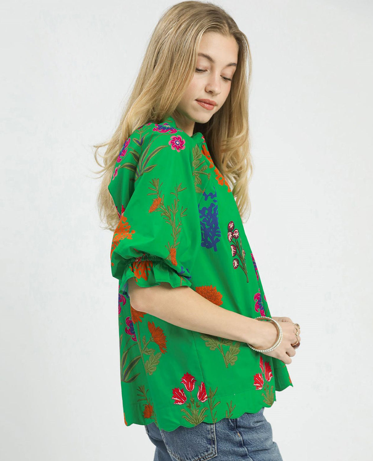 Floral Print Puff Sleeve Top