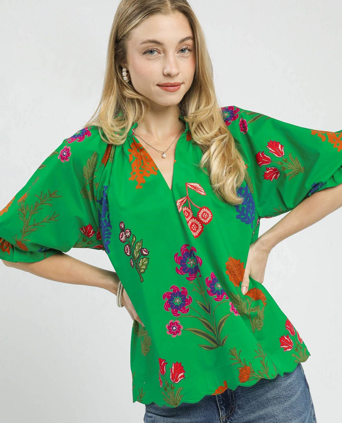 Floral Print Puff Sleeve Top