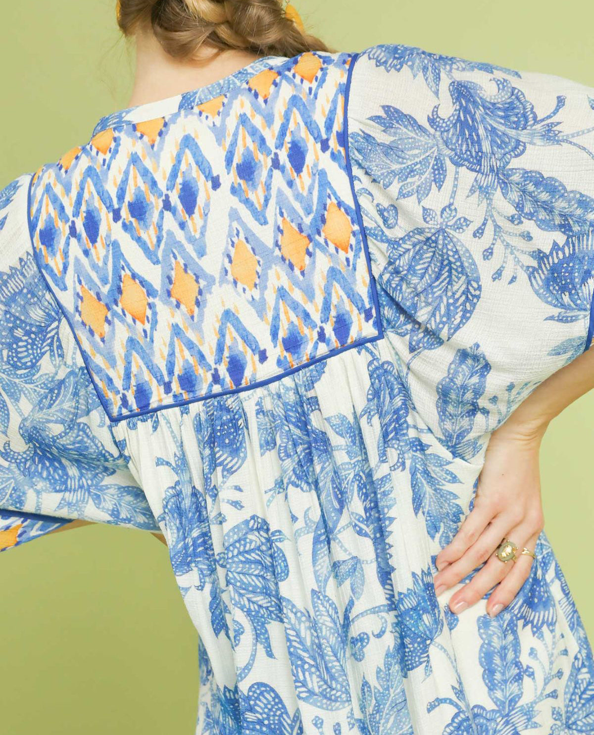 Abstract Mixed Print Babydoll Dress