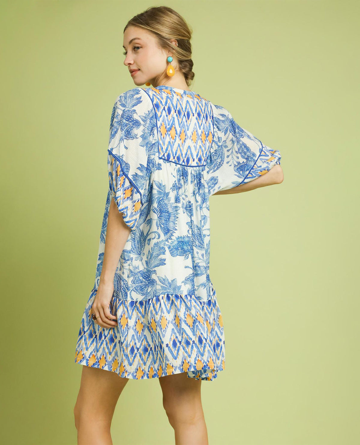 Abstract Mixed Print Babydoll Dress