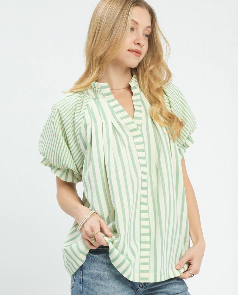 Umgee Stripe Vneck Top